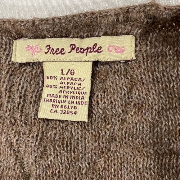 Free People Alpaca Blend Mink Scoop Neck Knit Sweater Pullover Size L - Picture 11 of 11